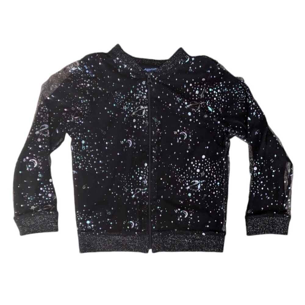 More Than Magic Girls Black Galaxy Moon Stars Mesh Jacket